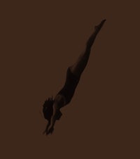 a silhouette of a woman diving on a brown background