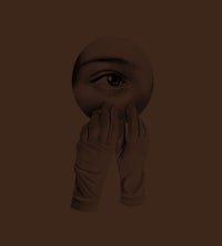 a black and white image of a woman's hand covering her eyes